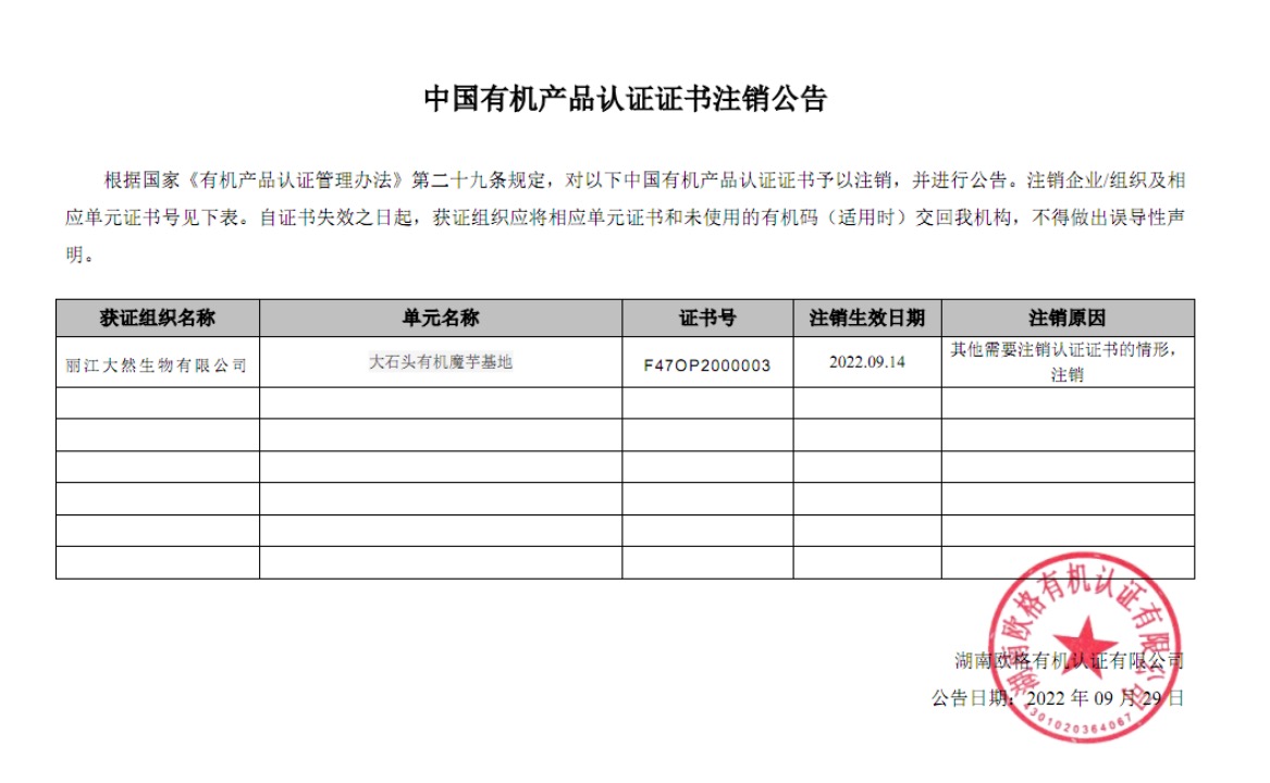 湖南欧格2022年09月证书注销公告(图1)